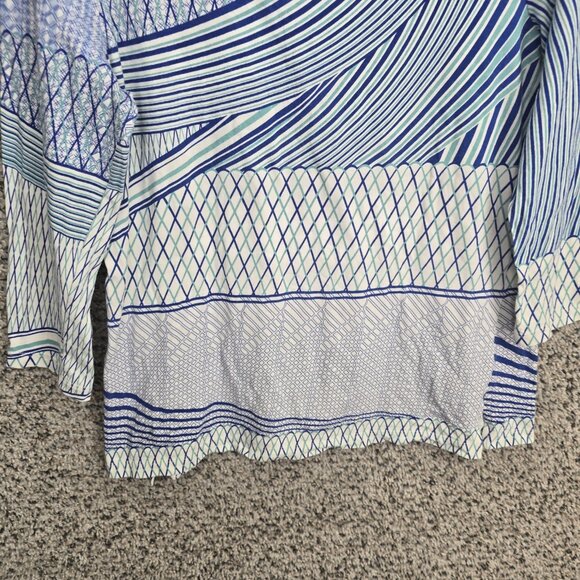 Chicos Top Womens 0 US Small Blue Scoop Neck Printed Tee Stretch Casual Ladies - Picture 5 of 7